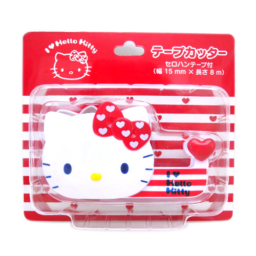 其他_Hello Kitty-造型膠台-條紋愛心紅結