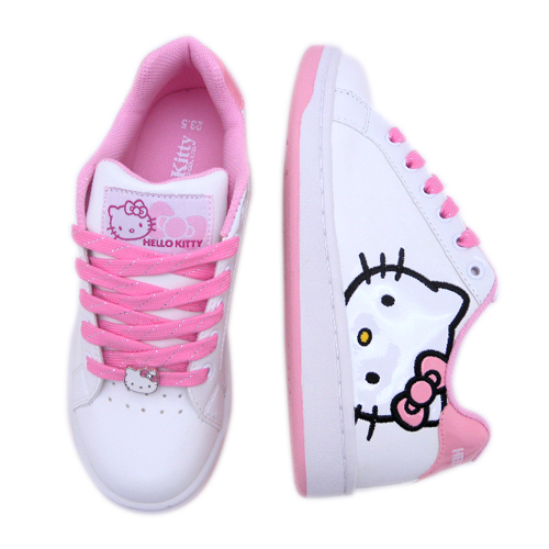 運動布鞋_Hello Kitty-亮皮休閒板鞋910613-白粉