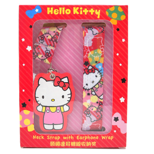 音響耳機_Hello Kitty-頸繩連耳機線收納夾-KT