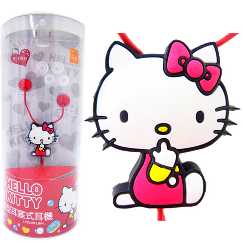 音響耳機_Hello Kitty-糖果風造型耳機-側坐紅