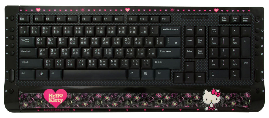 滑鼠鍵盤_Hello Kitty-新晶彩超薄多媒體鍵盤-彩炫黑