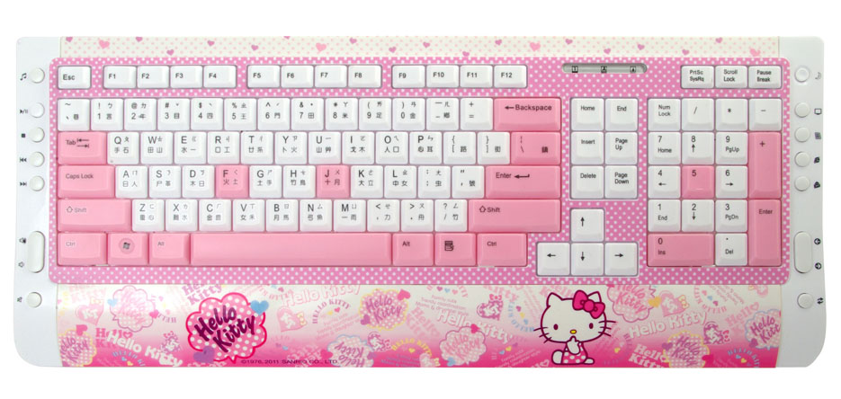 滑鼠鍵盤_Hello Kitty-新晶彩超薄多媒體鍵盤-彩炫白