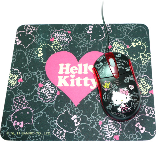 滑鼠鍵盤_Hello Kitty-精典光學大滑鼠組-彩炫黑