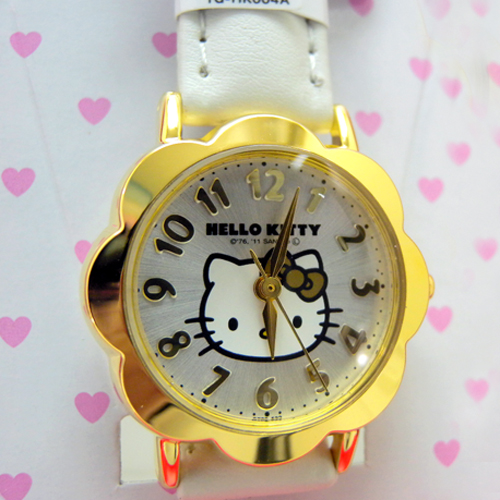 手錶_Hello Kitty-造型花框手錶-金