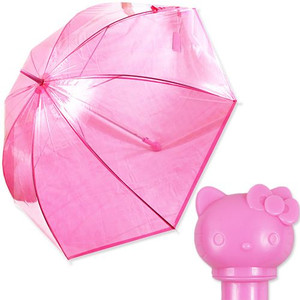 生活日用品_Hello Kitty- 造型透明直傘-桃