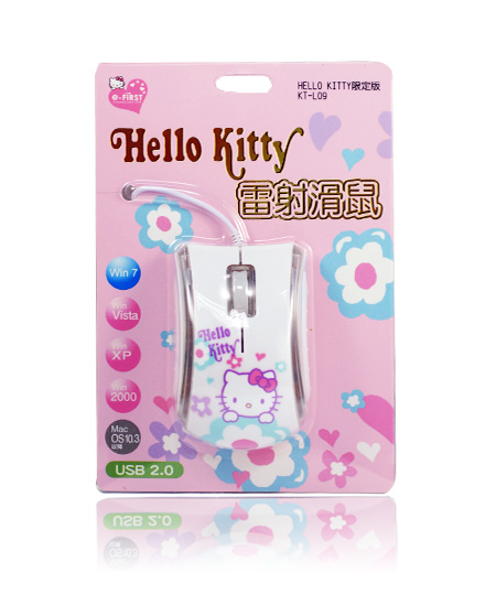 滑鼠鍵盤_Hello Kitty-雷射滑鼠-小花白
