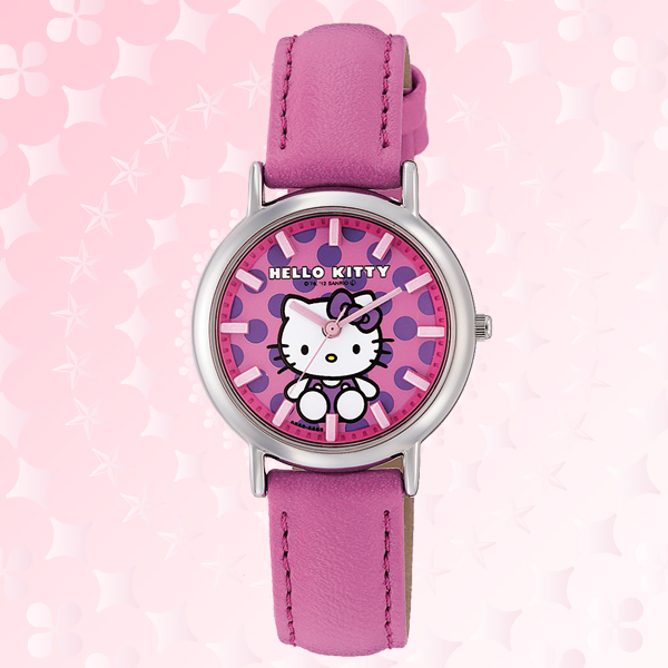 手錶_Hello Kitty-手錶-藍圓點粉