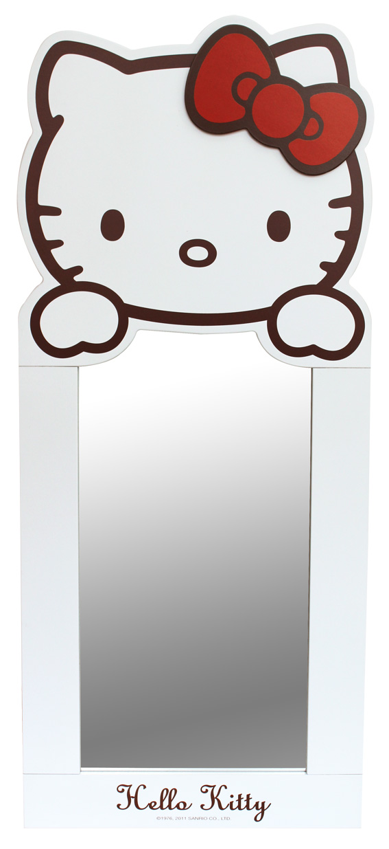 木製傢俱_Hello Kitty-KT造型直立鏡(白)-小