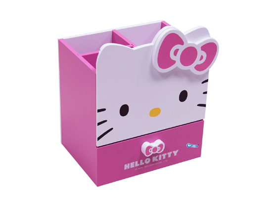 木製傢俱_Hello Kitty-KT頭型抽屜3格收納盒