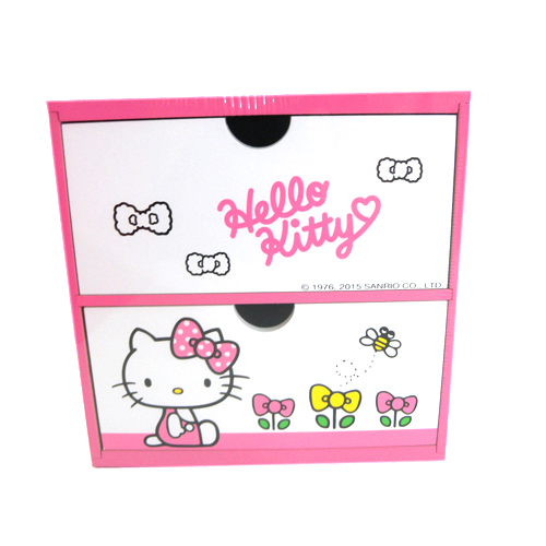 木製傢俱_Hello Kitty- KT桌上雙抽積木收納盒-粉紅