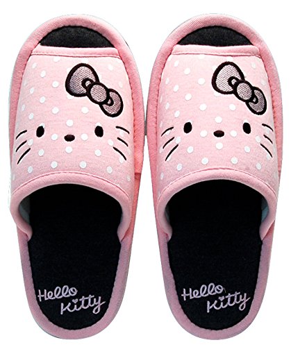 其他_Hello Kitty-  室內拖鞋-電繡灰結白點粉