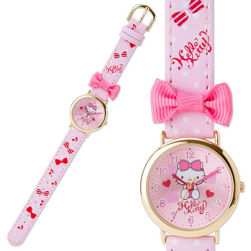 經典造型_Hello Kitty-  手錶-愛心緞帶音符粉金