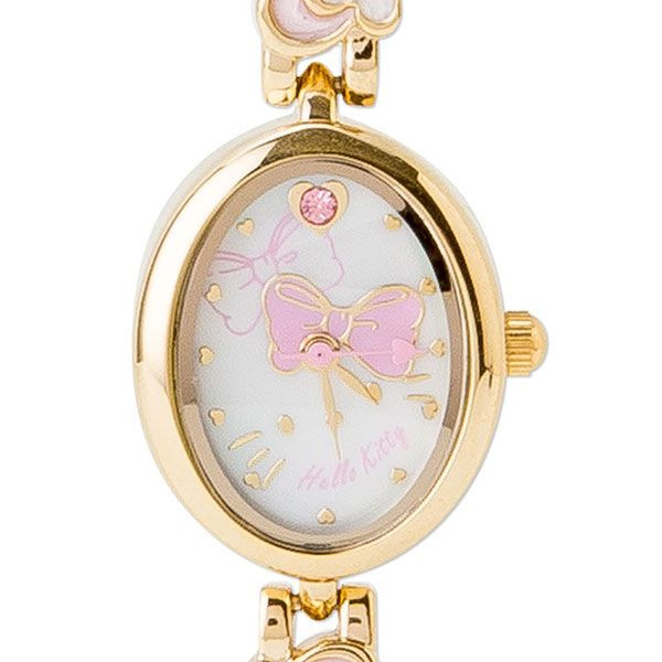 經典造型_Hello Kitty-  手鍊錶-大臉粉心珍珠貝金