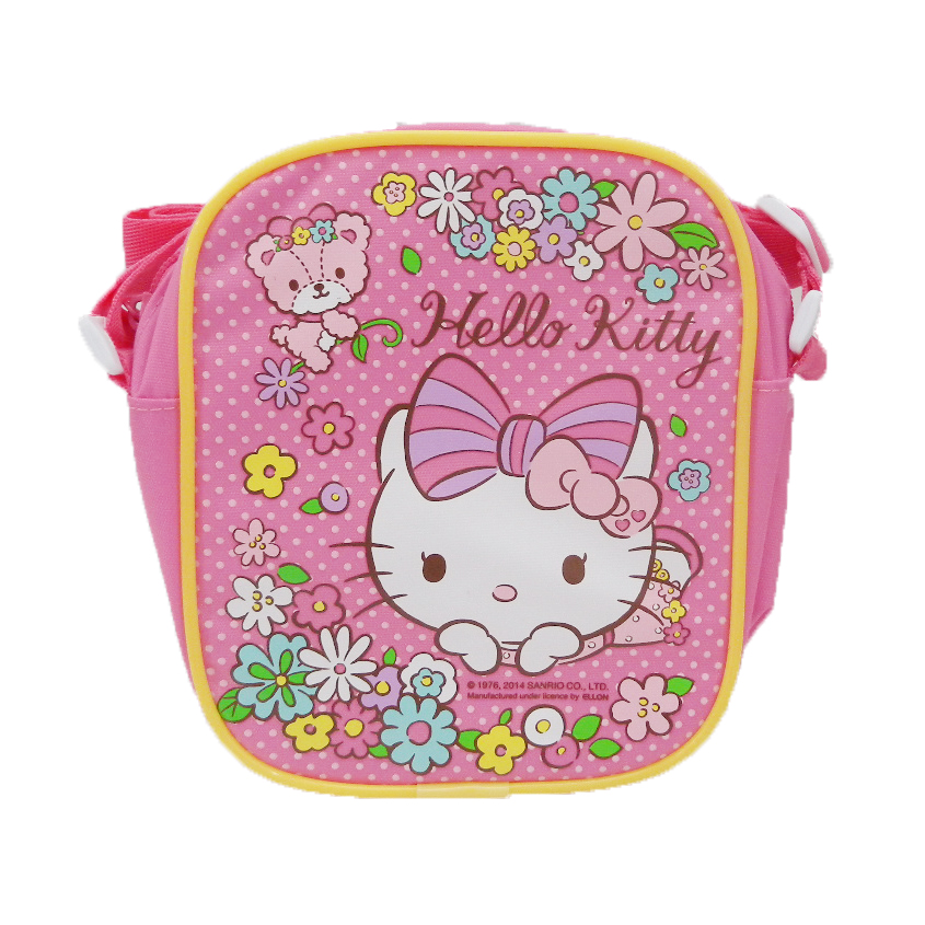 手提包袋_Hello Kitty-  斜背包-與熊花朵粉
