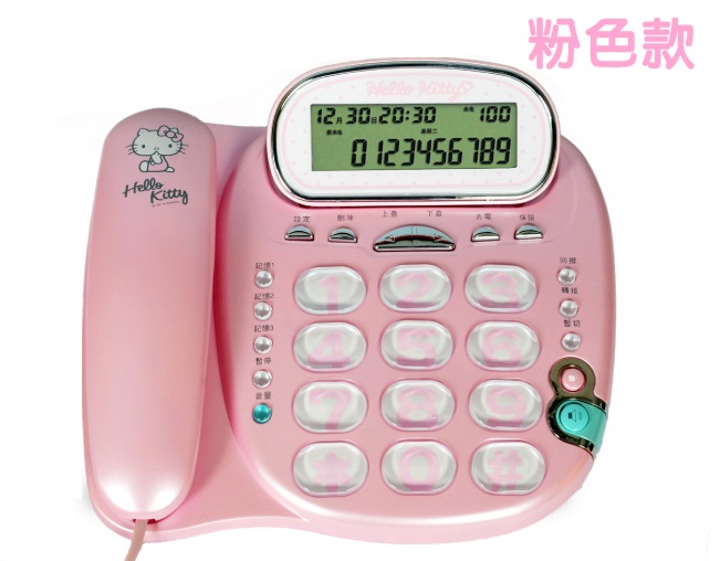 家庭電器_Hello Kitty- 大按鍵有線電話-粉