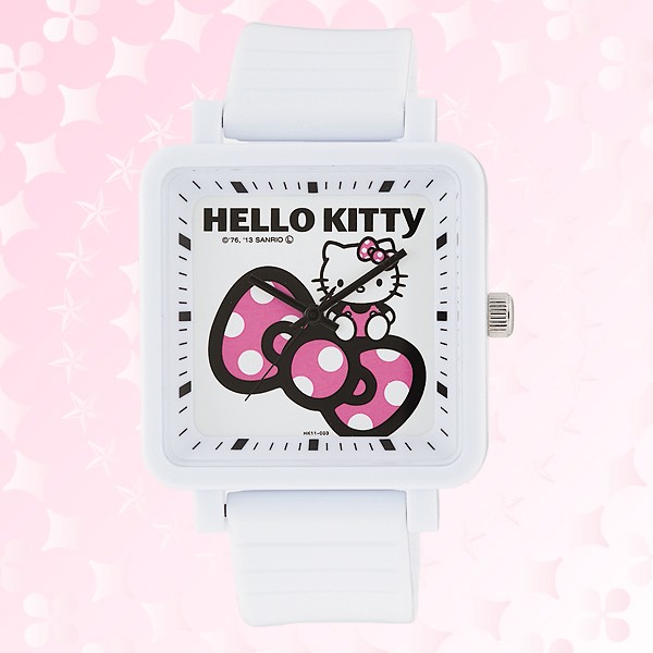 手錶_Hello Kitty-手錶-四方大粉結白