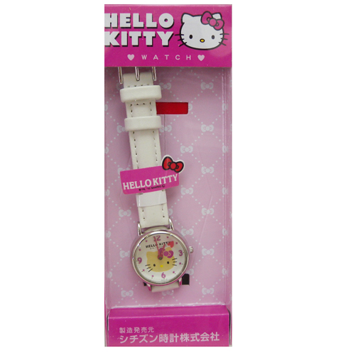 手錶_Hello Kitty-手錶-圓形金面大臉白