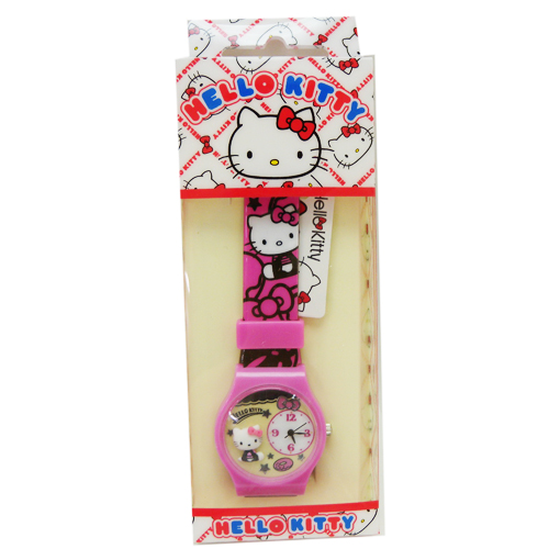 手錶_Hello Kitty-手錶-坐姿藍衣粉結桃