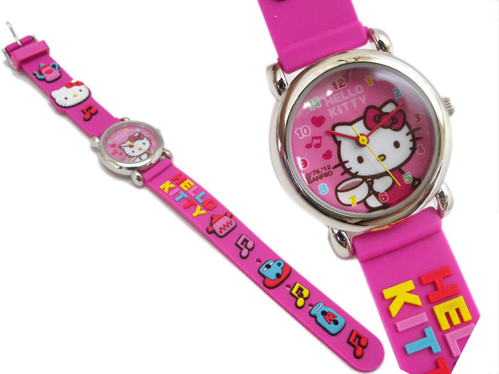 亮麗兒童_Hello Kitty-軟膠手錶-大臉茶壺