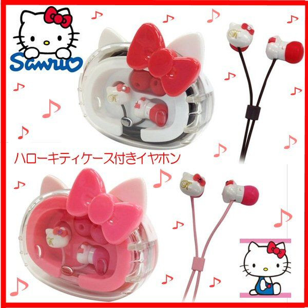 音響耳機_Hello Kitty-造型耳塞式耳機附盒-粉白