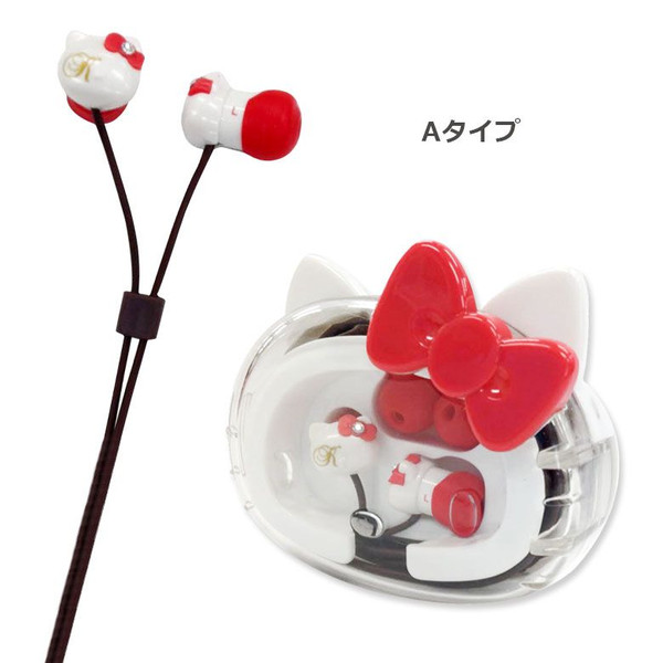 音響耳機_Hello Kitty-造型耳塞式耳機附盒-紅白