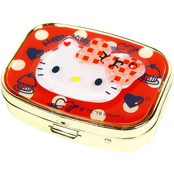 流行生活精品_Hello Kitty-飾品盒附鏡-果凍格子紅