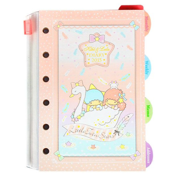 凱蒂貓Hello Kitty-雙子星KIKI&LALA_紙製品_KIKI&LALA-補充年曆手冊-TS天鵝船撐傘