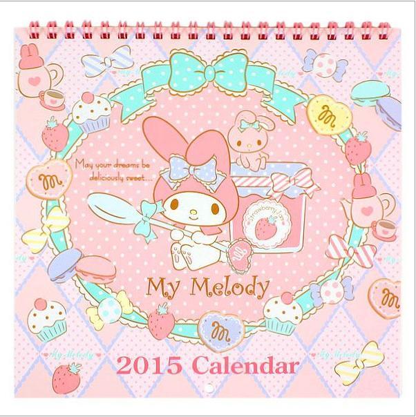 凱蒂貓Hello Kitty-美樂蒂MELODY_紙製品_Melody-2015MM壁曆M-蛋糕格紋