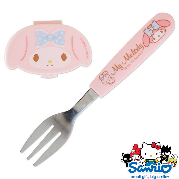 凱蒂貓Hello Kitty-美樂蒂MELODY_生活日用品_Melody-叉子附收納盒-兔子粉