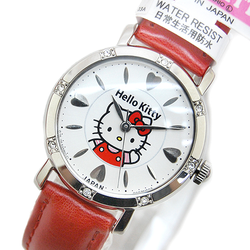 手錶_hello kitty-亮鑽招手紅結手錶-紅
