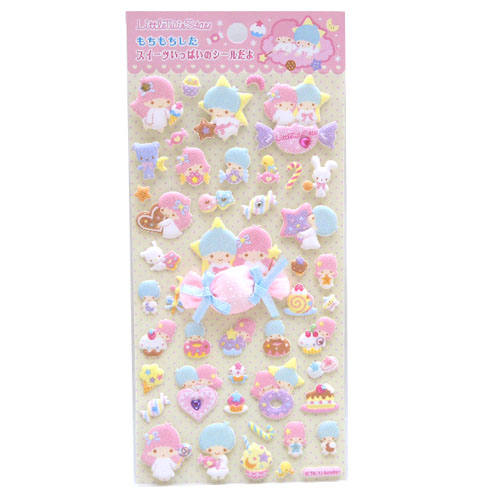 凱蒂貓Hello Kitty-雙子星KIKI&LALA_紙製品_雙子星-立體泡綿貼紙-糖果