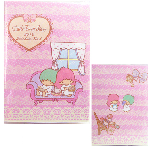 凱蒂貓Hello Kitty-雙子星KIKI&LALA_紙製品_雙子星-TS-A6薄本-蕾絲條紋粉