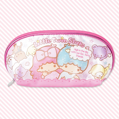 凱蒂貓Hello Kitty-雙子星KIKI&LALA_化妝包箱_雙子星kiki&lala- 亮膠半圓化妝包-與動物