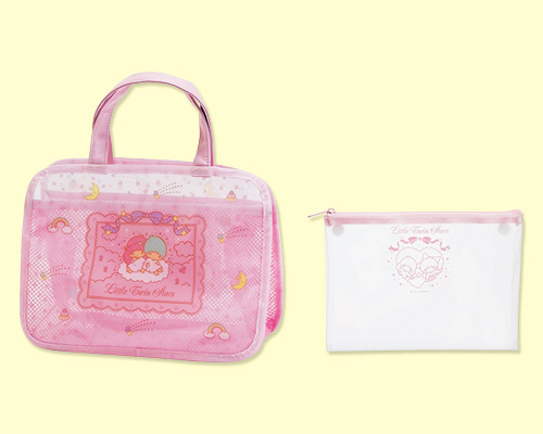 凱蒂貓Hello Kitty-雙子星KIKI&LALA_化妝包箱_雙子星kiki&lala-旅用網袋手提包-星星粉