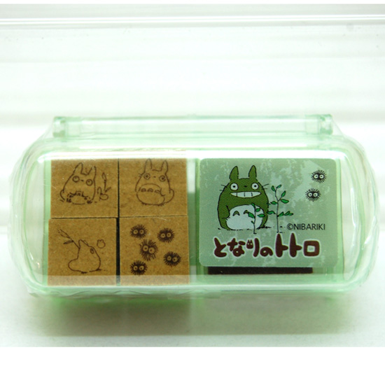 印章_龍貓Totoro-4入附印泥可愛木頭印章-2